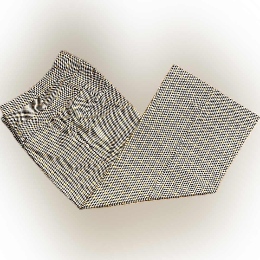 NWOT NY& Co. SZ 10 Grey/white/black/golden yellow houndstooth wide leg pants